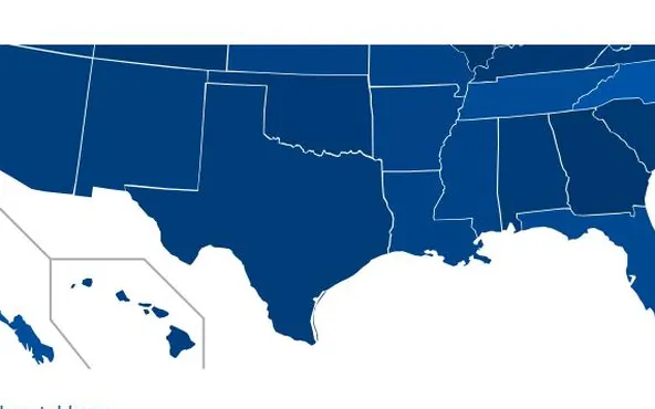 The NTIA Data Explorer showing a US state map shaded by share of people using the internet, with a legend running from 17.0% to 91.4%.